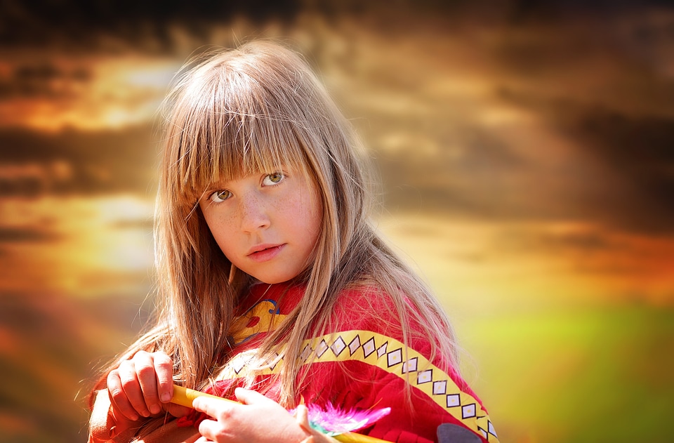 Blond long hair face