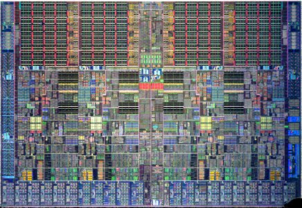 Intel Bloomfield / Gainestown die shot - etched