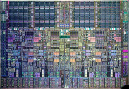 Intel Bloomfield / Gainestown die shot - etched