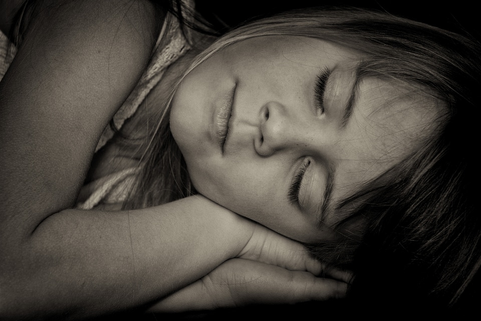 Sleep portrait black and white recording