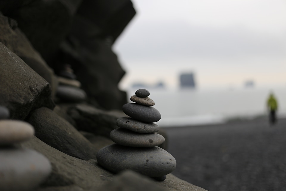 Stones showing the way beach iceland