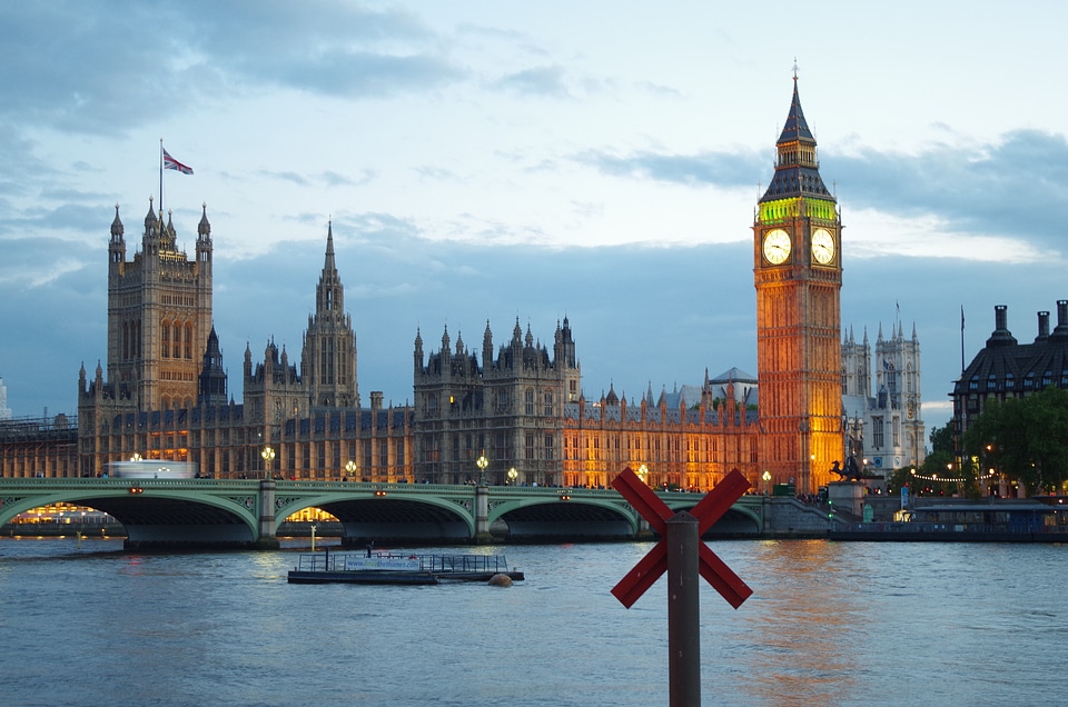 Big ben houses of parliament blue bank photo