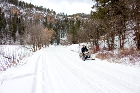 Snowmobiling in Spearfish Canyon