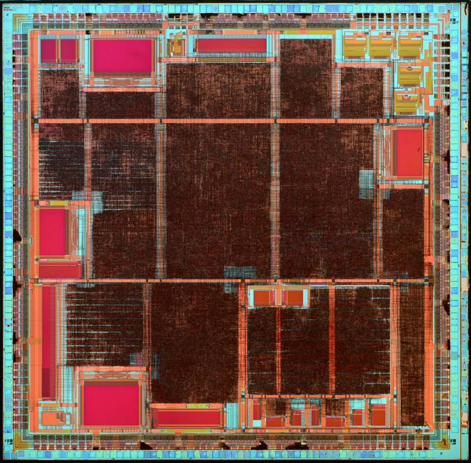 Fujitsu MB87J4030 die shot - second layer - stitched