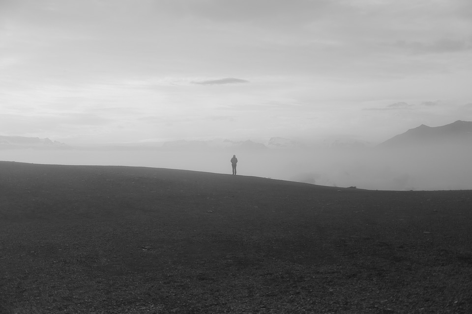 Mountains the fog iceland