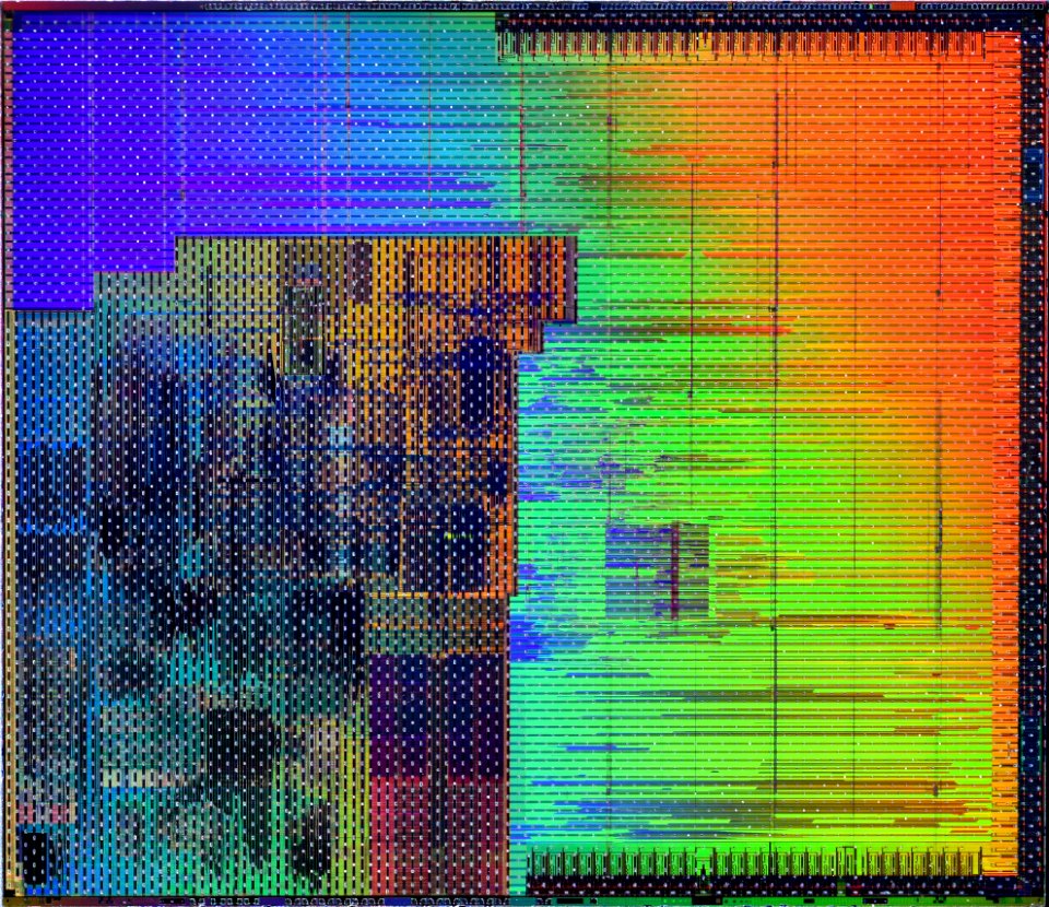 Intel Itanium 2 (Madison) die shot - top metal photo