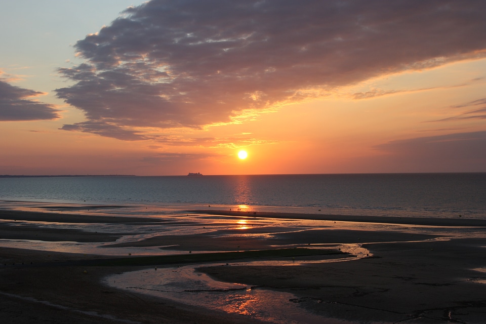 Landscape was normandy beach sunset