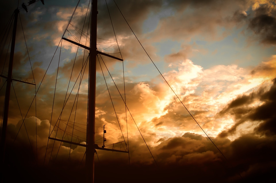 Sailboat tall ship sunset