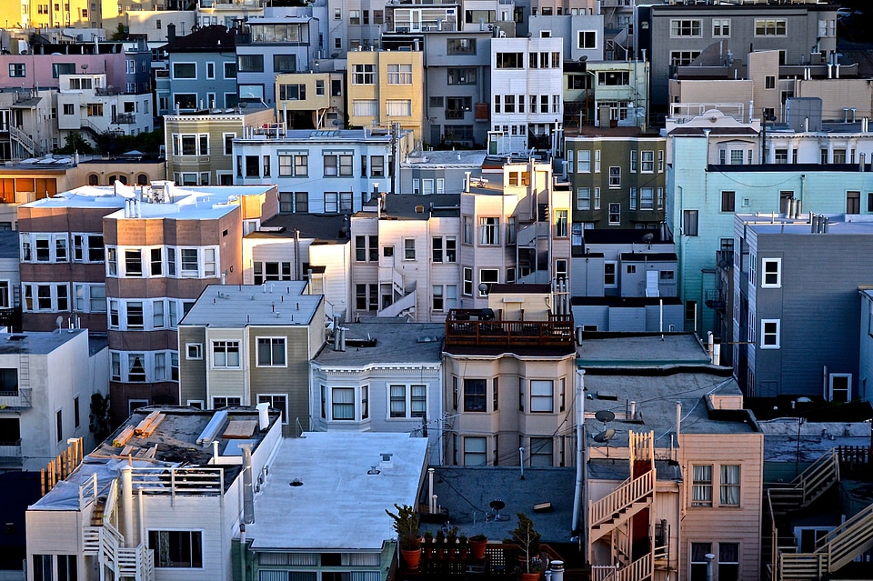 Buildings colorful hill