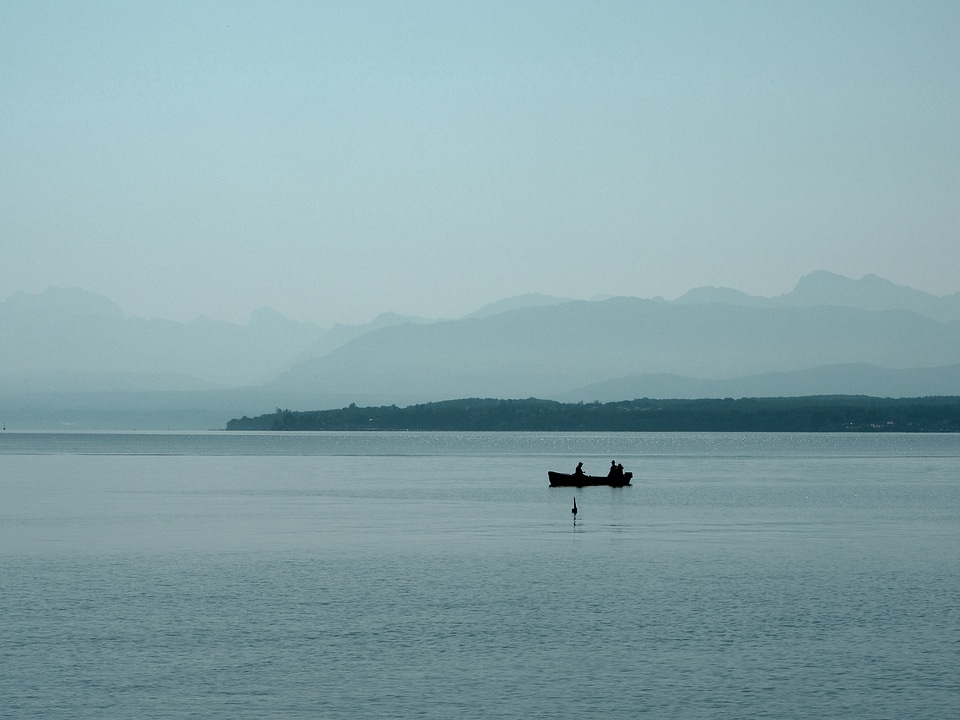 Fishermen mountain lake nature