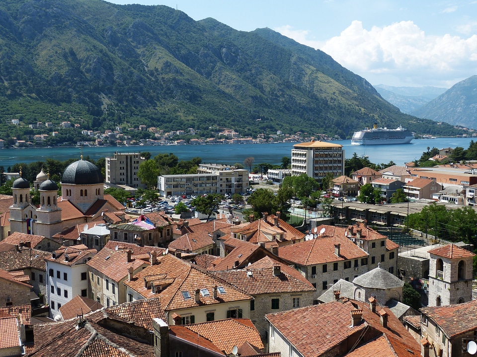 Historic center bay of kotor adriatic sea