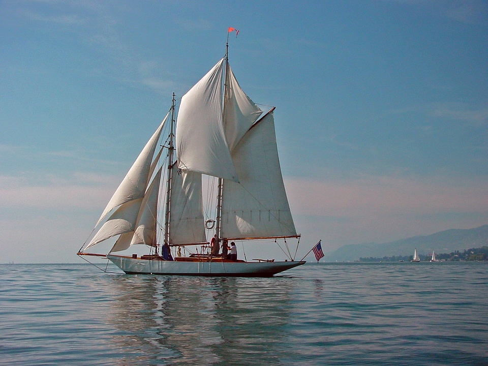 Sailing boat lake water