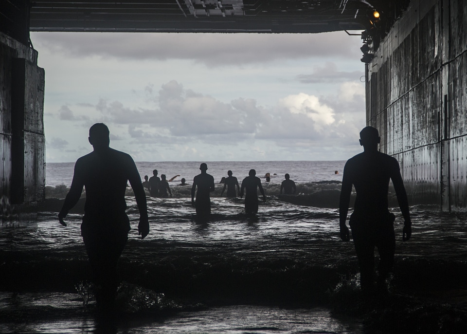 Recreation swimmers silhouettes