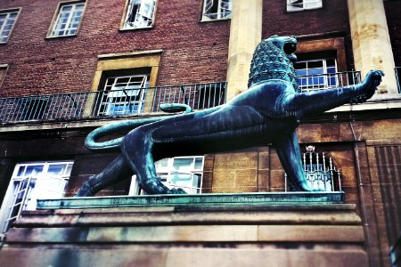 Heraldic Bronze Lion ~ City Hall ~ Norwich ~ UK photo