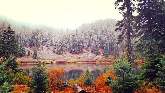 Bolan Lake with Snow, Rogue River Siskiyou National Forest, Oregon. (Forest Service photo by J. Fuller)