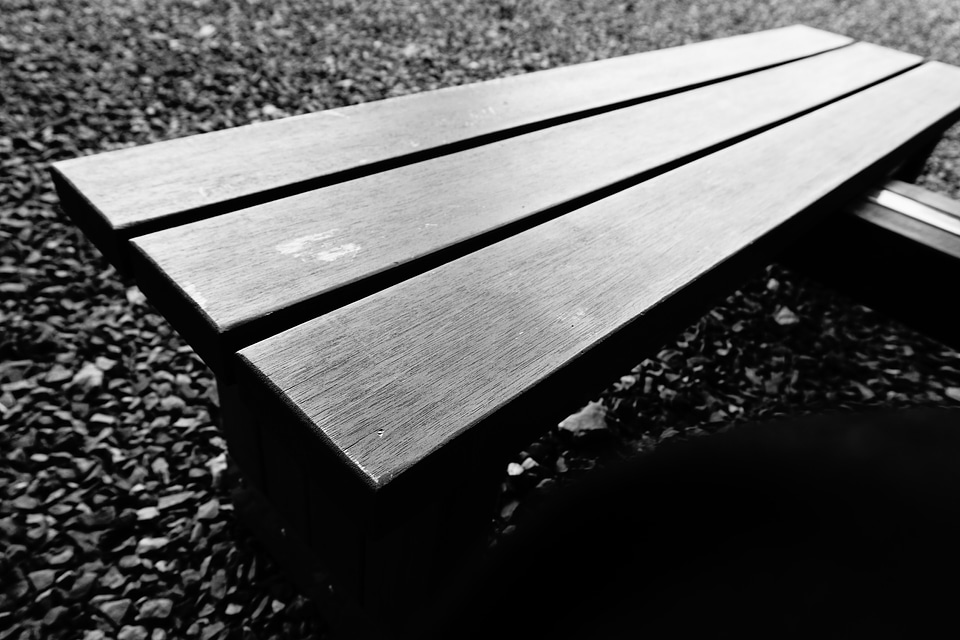 Bench black and white park