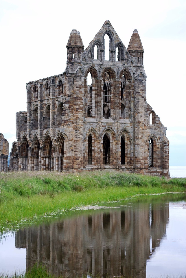 Whitby abbey pond architecture