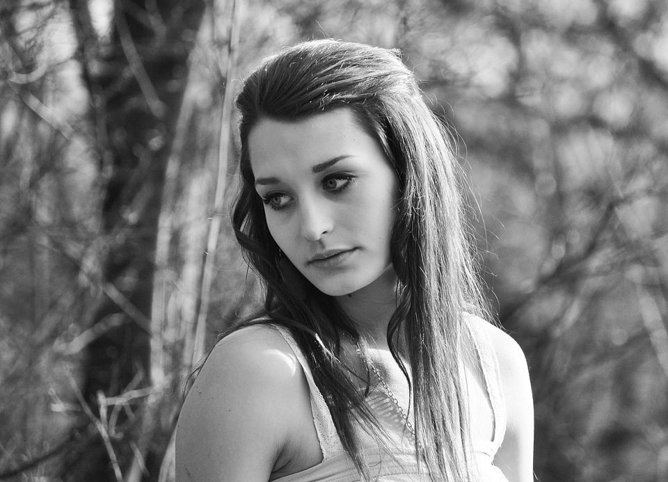 Black and white girl portrait