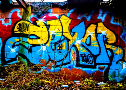 Graffitti over Aged Walls. photo