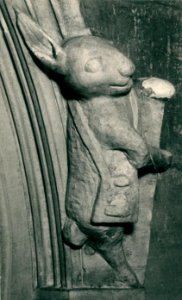 St. Mary's church interior, rabbit carving, east side of sacristy door, north choir aisle (archive ref PO-1-14-146)