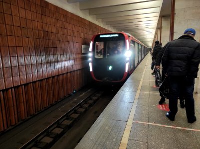 newest metro train 81-775/776/777 Moscow 2020 at the Teply Stan metro station photo
