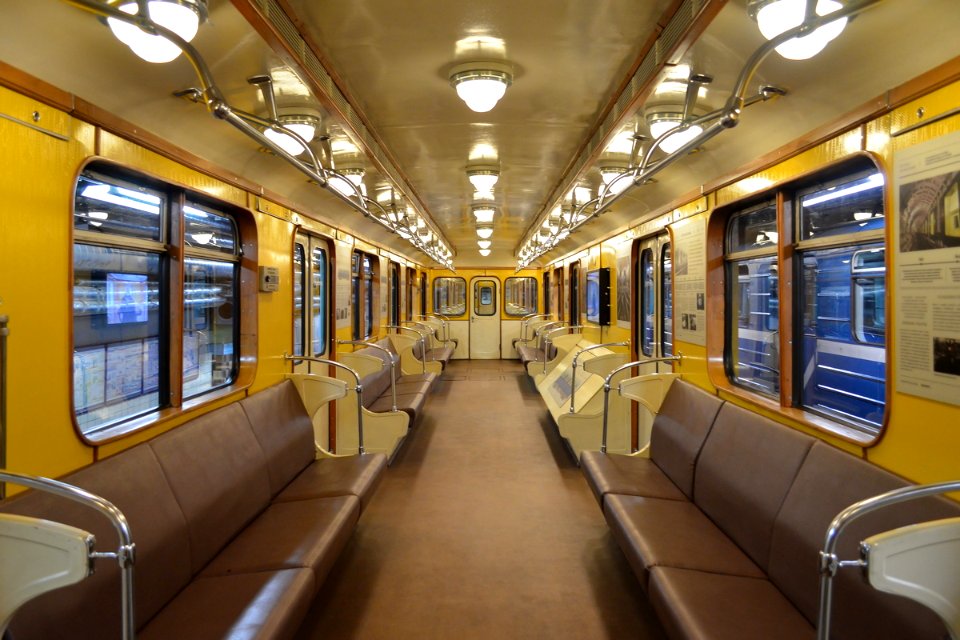 historical  metro train  type e   in depot avtovo