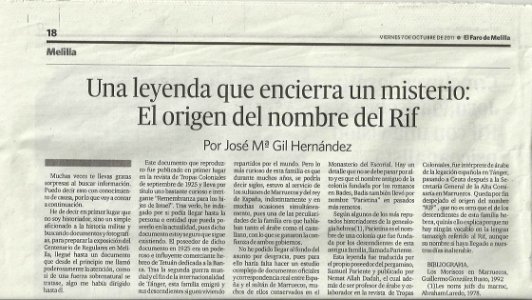 Periódico MELILLA HOY - Origen del nombre RIF