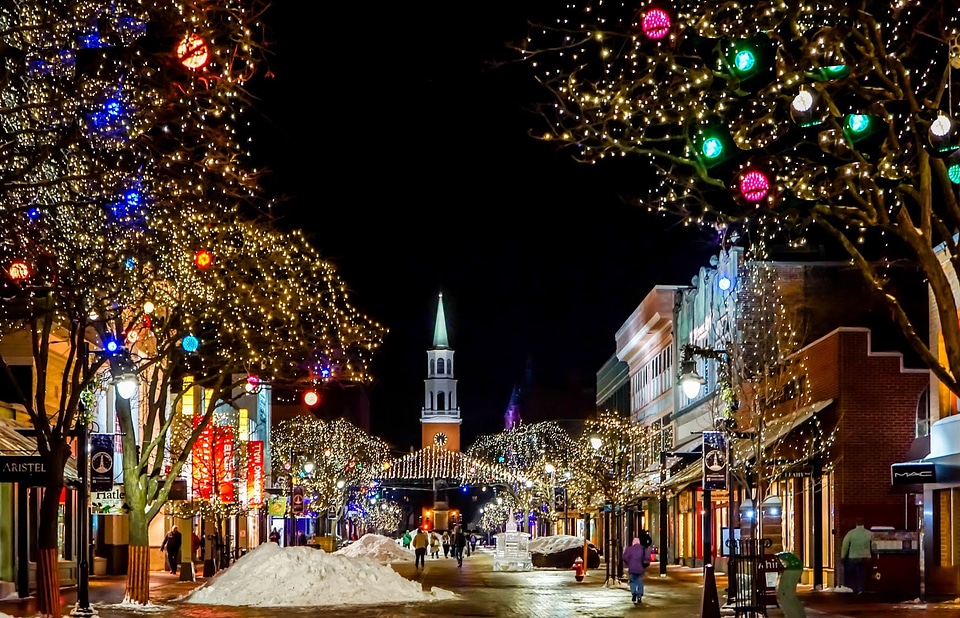 Architecture colorful lights xmas