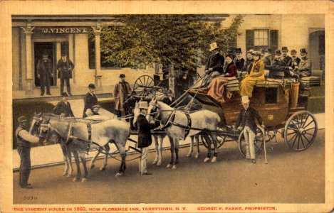 THE VINCENT HOUSE IN 1860 NEW FLORENCE INN TARRYTOWN NEW YORK GEORGE F PARKE PROPRIETOR