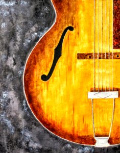 Painting of an old Gibson L50 photo