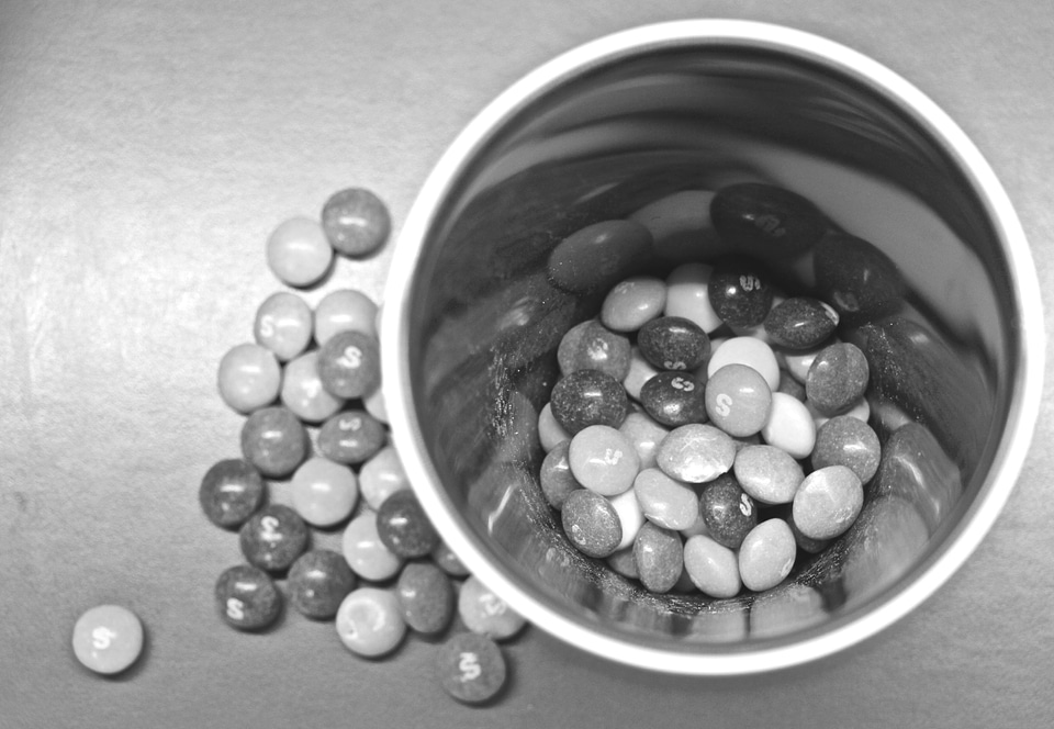 Smarties candy black white