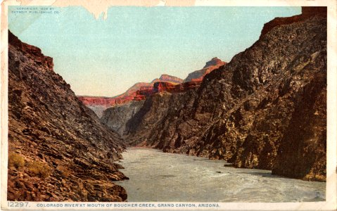 12297.COLORADO RIVER AT MOUTH OF BOUCHER CREEK GRAND CANYON ARIZONA COPYRIGHT 1908 BY DETROID PUBLISHING CO photo