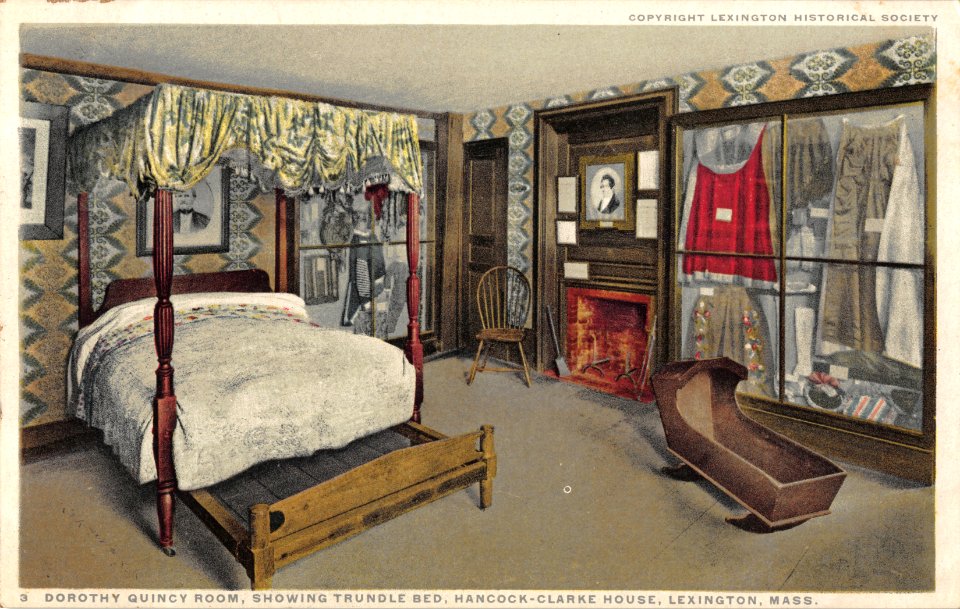 DOROTHY QUINCY ROOM SHOWING TRUNDLE BED HANCOCK-CLARKE HOUSE LEXINGTON MASSACHUSETTS