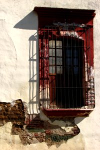 window in damaged wall