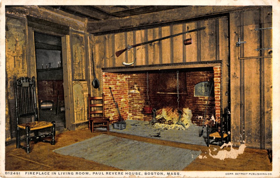 D12491 FIREPLACE IN LIVING ROOM PAUL REVERNE HOUSE BOSTON MASSACHUSETTS