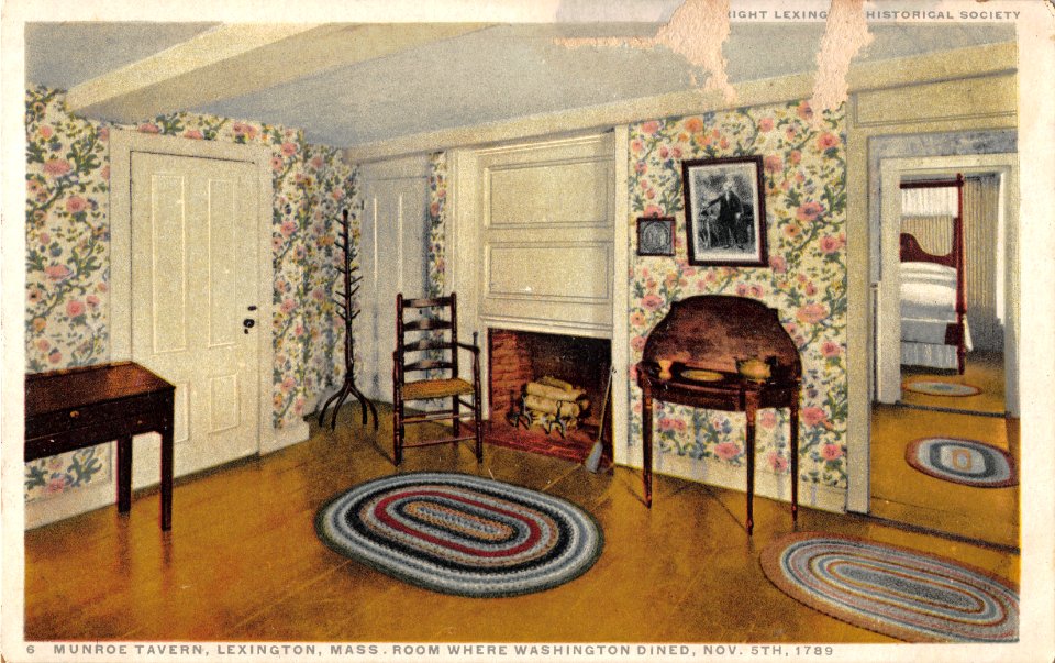 MUNROE TAVERN LEXINGTON MASSACHUSETTS ROOM WHERE WASHINGTON DINED NOVEMBER 5TH 1789