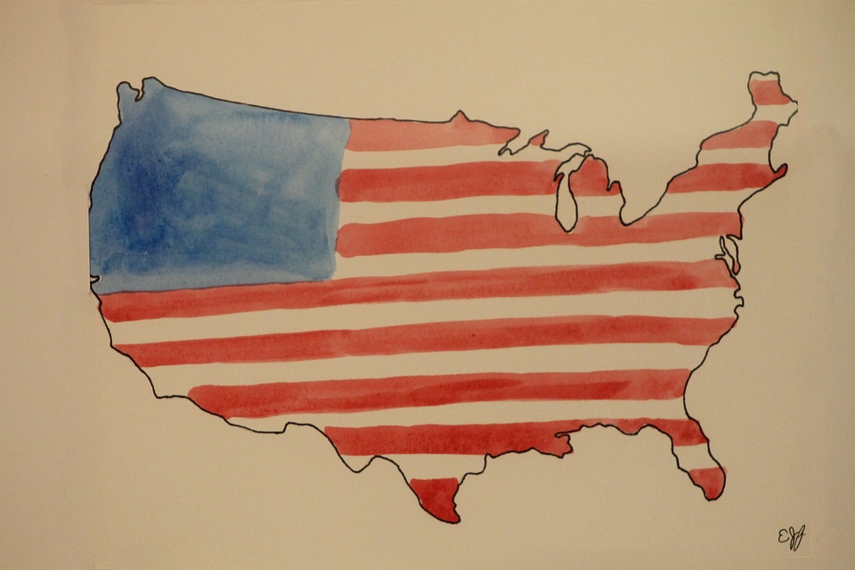 Watercolor american flag