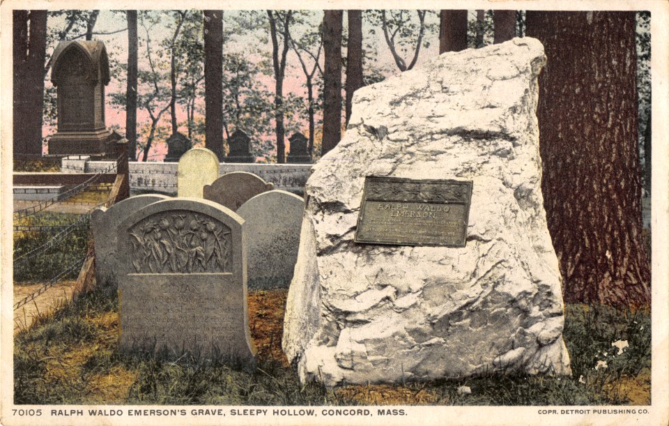 70105 RALPH WALDO EMERSON'S GRAVE SLEEPY HOLLOW CONCORD MASSACHUSETTS