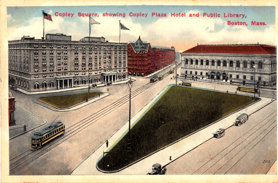 COPLEY SQUARE SHOWING COPLEY PLAZA HOTEL AND PUBLIC LIBRARY BOSTON MASSACHUSETTS
