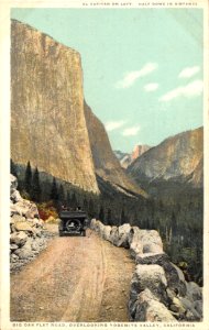 BIG OAK FLAT ROAD OVERLOOKING YOSEMITE VALLEY CALIFORNIA EL CAPITAN ON LEFT HALF DOME IN DISTANCE
