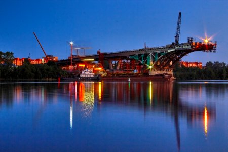 Construction of a bridge over the Volga River photo