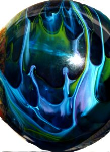 blue-and-green decorative glass photo