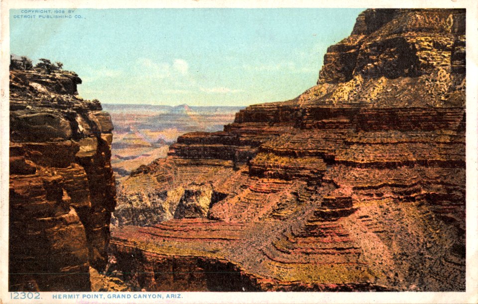 12302.HERMIT POINT GRAND CANYON ARIZONA COPYRIGHT 1908 BY DETROIT PUBLISHING CO