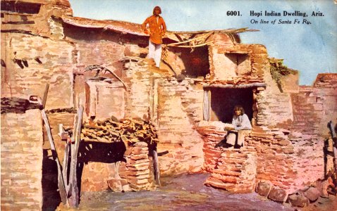 6001.HOPI INDIAN DWELLING ARIZONA ON LINE OF SANTA FE RAILWAY