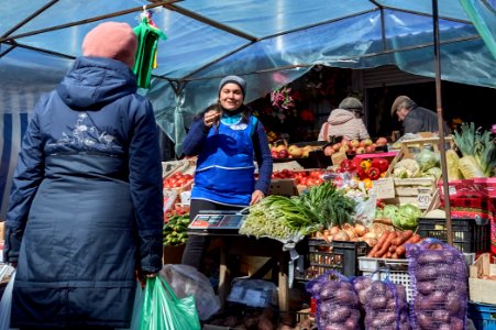 The city market on a Sunday. Dubna. Russia.