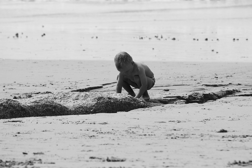 Beach discovery playing in the sand
