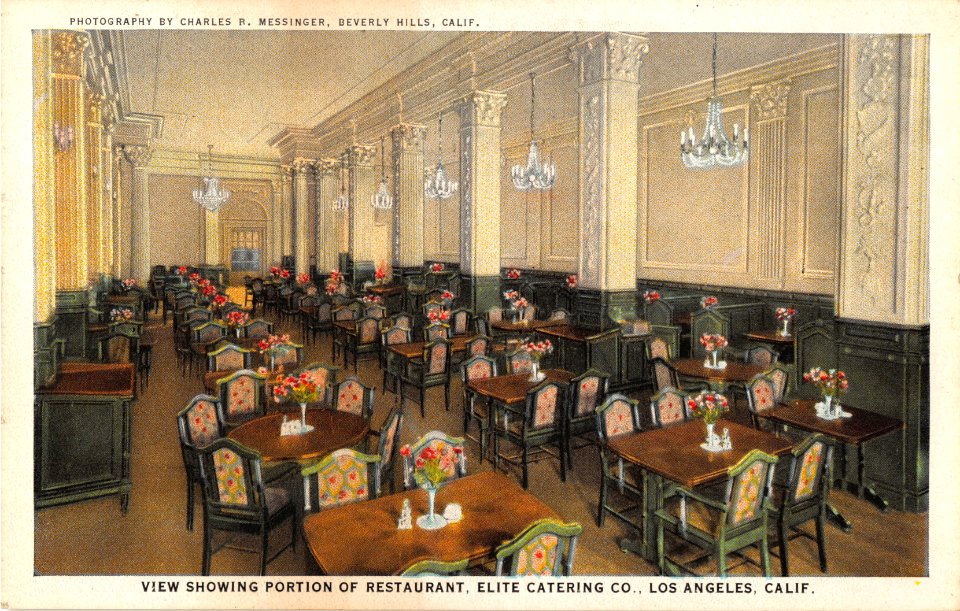 VIEW SHOWING PORTION OF RESTAURANT ELITE CATERING CO. LOS ANGELES CALIFORNIA PHOTOGRAPHY BY CHARLES R MESSINGER BERVERLY HILLS CALIFORNIA