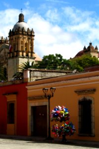 Oaxaca street scene with balloon seller photo