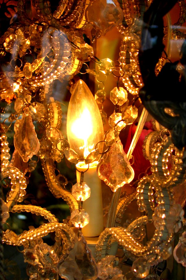 chandelier closeup with candle bulb