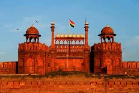 Front View of Red Fort at Sunset photo
